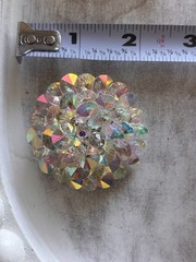 Vintage Signed VENDOME Aurora Borealis AB Rhinestone Dome Brooch Silver Tone