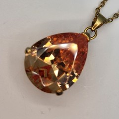 Lovely vintage amber rhinestone pendant necklace party resort flirty