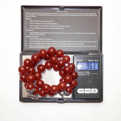 Carnelian & Marcasite 925 Sterling Silver Beaded Knotted 12mm Vntg Necklace 20in
