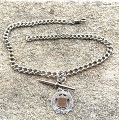 Silver & Gold Fob Curb Link Chain/Necklace – AHS – Chester – 1900 / 1914