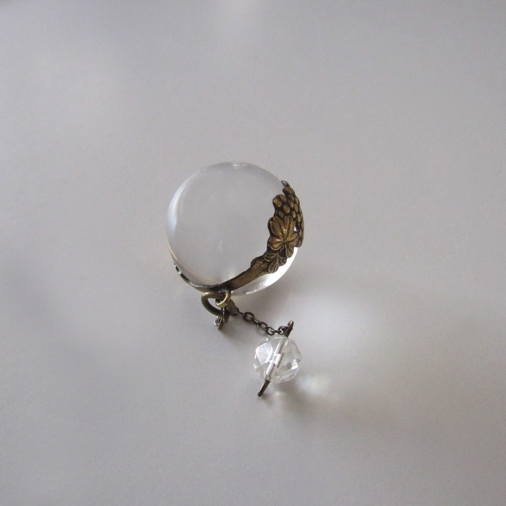 Antique Victorian Gilt Pools of Light Large 24mm Rock Quartz Orb