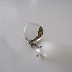 Antique Victorian Gilt Pools of Light Large 24mm Rock Quartz Orb