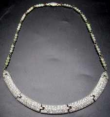 Antique Art Deco Sparkling Ice Rhinestone Pot Metal Necklace