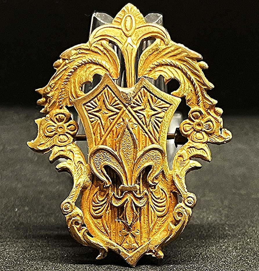 France 1920´ old beauty brooch fleur-de-lis shield, Art Nouveau design elegant