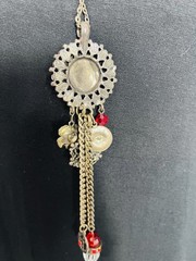 Vintage Neiger Brothers Style Necklace Glass Medallion Tassel 1930s Elegant