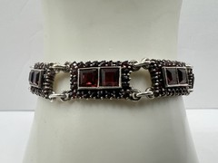 Vintage 835 Silver & Garnet Trachten Bracelet