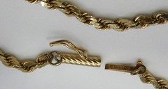 14K OR OroAmerica Solid Gold Rope Chain Necklace 22 1/4″l 2.5mm 14.6g