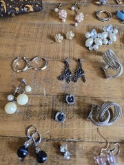 Vtg Retro Costume Lot Of 50 Earrings Clip On Earwire Push Backs