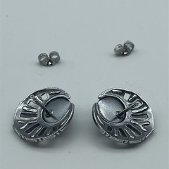 Vintage rhinestone black enamel stud earrings unsigned elegant