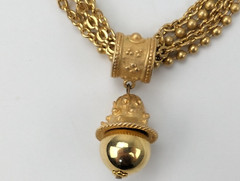 Vtg Casual Corner Etruscan Style Multi Strand Gold Tone Ball Pendant Necklace