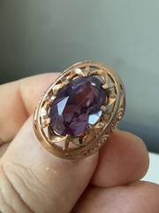 Vintage USSR 14K 583 Gold Alexandrite Ring Soviet Russian Jewelry
