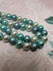 Vintage Blue White Faux Pearl Beaded 18” Necklace 5727