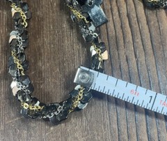 VTG Twist Chain Necklace Gunmetal Black & Silver/Gold Tone 25” Flower Clasp