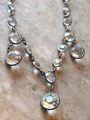 Antique Edwardian Art Deco Sterling Riviere Rock Crystal Rhinestones Necklace