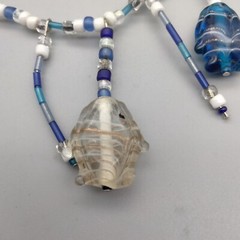 Tropical Fish Art Glass Necklace Artisan Made Bead 19″ Vintage MermaidCore Beach