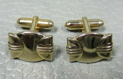 Vintage Banded Yellow Gold Plated Cuff Links