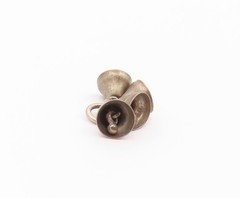 925 Sterling Silver Vintage Pendant Miniature Cluster Bell Charm Loop PT26450