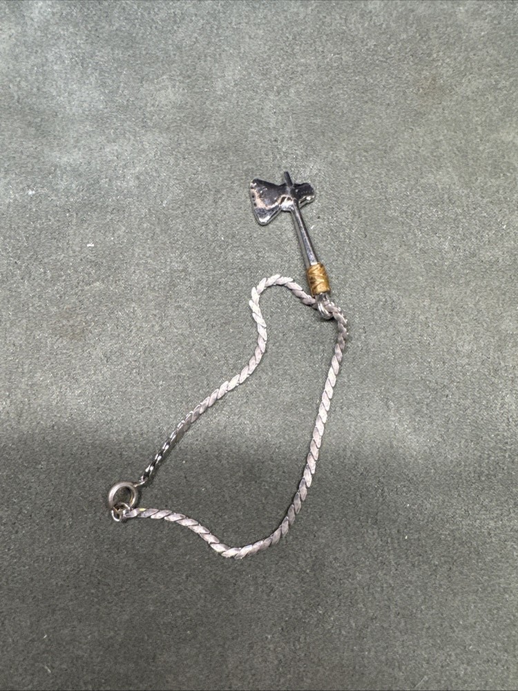 Vintage Tomahawk Axe Charm Pendant On A Matching Chain Hatchet Axe Charm
