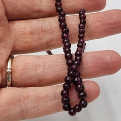 Vintage Genuine Almandine Garnet Small Bead Strand Choker Necklace Barrell Clasp