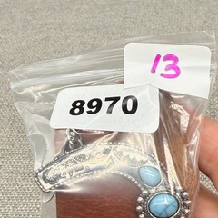 Cuff Bracelet Wide Brown Leather Southwestern Horseshoe Blue Stone