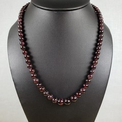 Vintage Genuine Almandine Garnet Small Bead Strand Choker Necklace Barrel Clasp