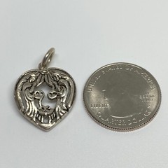 Vintage 925 Sterling Silver Valentine’s Day Heart With Angels Love Pendant