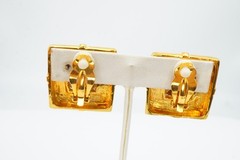 Vintage Clip On Earrings Gold Silver Tone Square