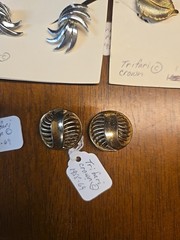 Lot 14 Pairs Vintage TRIFARI Earrings Signed Crown TM 1940s-90s Gold Tone Pearl