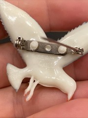 Wildlife Miniatures Hand Painted Seagull Bird Brooch Pin Back 2” Vintage On Card