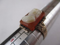 Antique Victorian Carnellian Cameo Ring Size 5 8K 333 Yellow Gold 3.1g