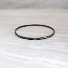 Vintage Bangle / Bracelet 8.5″ Ridged Dark Tones Thin Bangle Understated