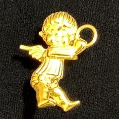 Vintage 1979 Franklin Mint “The Littest Angel” Pendant Necklace 24k Gold EP