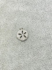 925 Sterling Silver Pave Rhinestone Sand Dollar Charm Pendant
