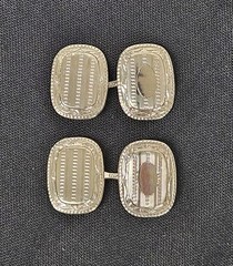 Vintage Art Deco 10K White Gold Cufflinks Etched Buttons 2.51 Grams