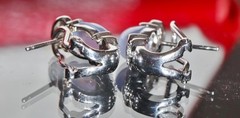 signed BH EFFY 14k white gold earrings 3.10ct blue chalcedony diamond 4.1g N2752