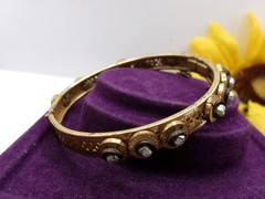 Signed Miriam Haskell Baroque Wired Pearls Hinged Bracelet~Safety Chain~6.5″