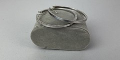 Vintage 90s Acid tested 925 Sterling Silver 2.0” D Hoop Earrings