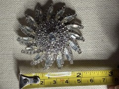 Vintage 1950s Starburst Clear Rhinestone Brooch Pin Silver Tone