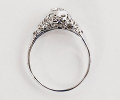 Antique Style Edwardian Ring Filigree Lab Created Diamond For Engagement Ring