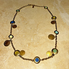 Coach Vintage Gold‑Tone Multicolor Cabochon Station Necklace – 18″ Y2K Era RARE