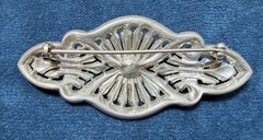 Vintage Ornate Art Deco Rhinestone Brooch Lot 3 PCS Silver Tone Geometric Read