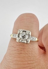 Antique ArtDeco Style LabCreated Diamond Old European Engagement 14K GoldFN Ring