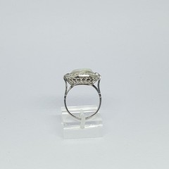 Vintage Platinum Rosette Ring With Opal and Diamonds – 950