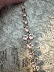 Antique Victorian Baby Pink Paste Bracelet Mixed Metals 7 Inches