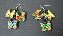 Vintage Enameled Dangle Butterfly Earrings