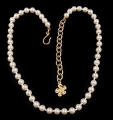 Vintage Bijoux Givenchy Pearl Beaded Satin Gold Flower Tail Choker Necklace D103