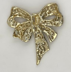 Vintage Monet Gold-Tone Rhinestone Bow Brooch -Statement Pavé Crystal Ribbon Pin