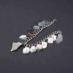 ​VTG Sterling Silver Enamel Travel Shield Charm Bracelet 25g Formosa London Well