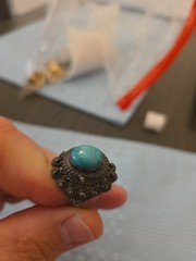 Vintage Taxco Mexico 925 Sterling Silver Turquoise Poison Locket Ring TS-15