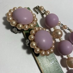 Vintage Elegant Lavender and Faux Pearl Beaded Jewelry Set